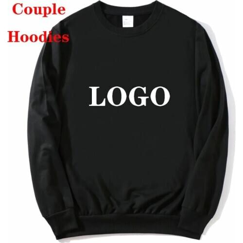 Customized Logo Couple Hoodies Harajuku DIY Logo Text Photo Picture Pullover Sweatshirt Streetwear Hip Hop Party AD Tops