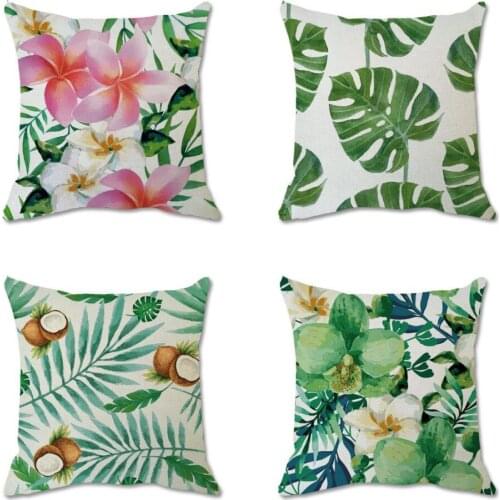 45 * 45cm Pillow Simple Abstract Geometry Pattern And Leaf Green Leaves Pattern Pillowcases Cover Cushion Home Decoration For So