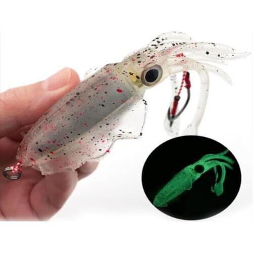 OLOEY Trolling Lure Soft Squid Lure 60g Luminous UV Squid Jig For Car Hunting Sea Fishing Boat Fishing Wobbler Bait For Snapper