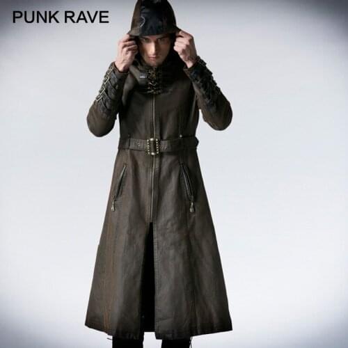 Мужские тренчи с капюшоном PUNK RAVE China At AliExpress