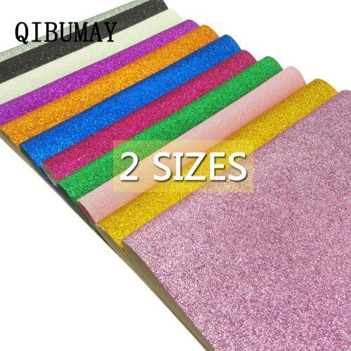 QIBUMAY 2Sizes Glitter Leather Fabric Shiny Synthetic Leather Handmade DIY Hairbow HandBag Shoes Materials Textile Sequin Fabric