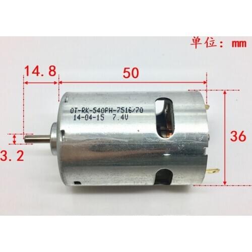 RK-540PH-7516 DC 5V 6V 7.4V 24500RPM High Speed Large Torque Carbon Brush Mini 36mm Round Electric Motor DIY Car Boat Toy Model