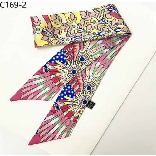 Brand handbag scarf floral print luxury womens silk scarf tight ribbon multifunction wrist towel ladies turban headband MR7