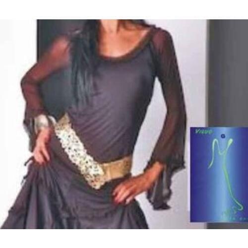 Modern dance ruffle neck bow long sleeve flare cuff blouse M08012A