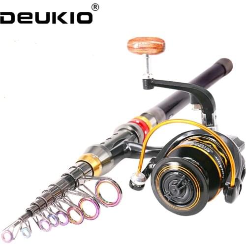 Deukio Fishing Combo Carbon Fiber Telescopic Fishing Rod Pole/Fishing Reel High Quality Fishing Tackle Kit Pesca for Fishing New