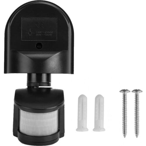 Outdoor Automatic PIR Motion Sensor Detector Switch for Wall Light 180 Degree Energy-saving Lighting Switch 110-240V Black