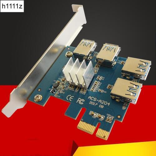 USB 3.0 PCI-E 1X to 4 PCI-E 16X Slot Riser Card PCIE USB Adapter 1 to 4 PCIE Port Multiplier for Antminer Bitcoin Miner Mining