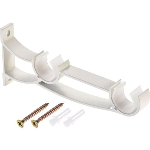 Uxcell Curtain Rod Bracket, 3pcs Fit for 1" Dia. Drapery Rod Aluminum Alloy Holder Brackets 7.5" Long Matte White with Screw