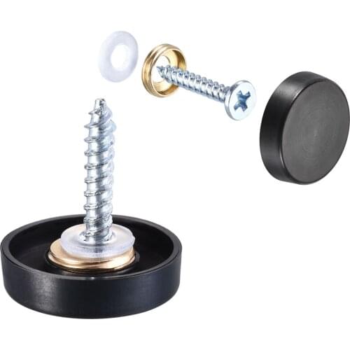 Uxcell Mirror Screws, 19mm/0.75", 4pcs Decorative Cap Fasteners Cover Nails, Wire Drawing, Black 304 Stainless Steel