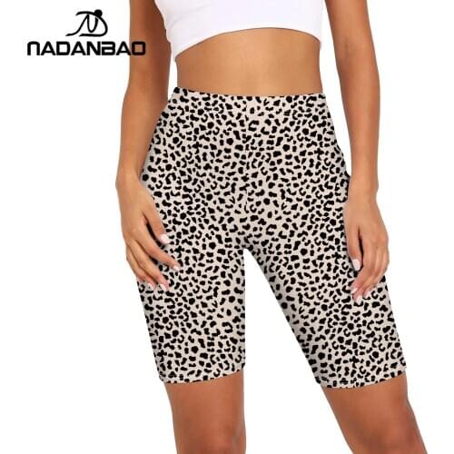 NADANBAO New Arrival Classic Leopard Short Leggings Women Sexy Sporting Pants Fitness High Waist Elastic Slim Leggins Workout