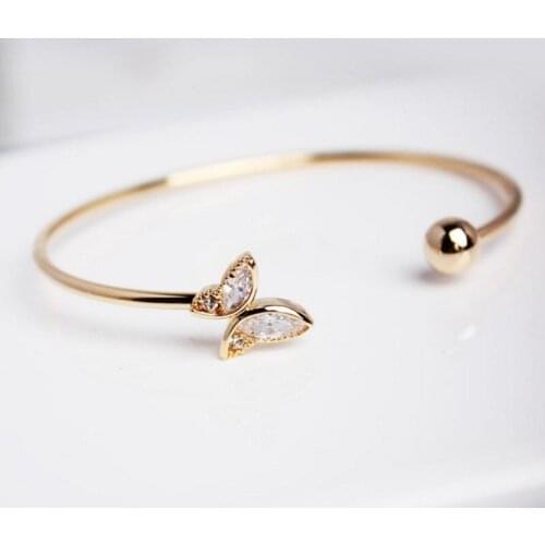 Yobest Charm Bracelet for Women Open Bangle New Trendy Elegant Butterfly Zircon Bracelet Couples Jewelry Party Gifts