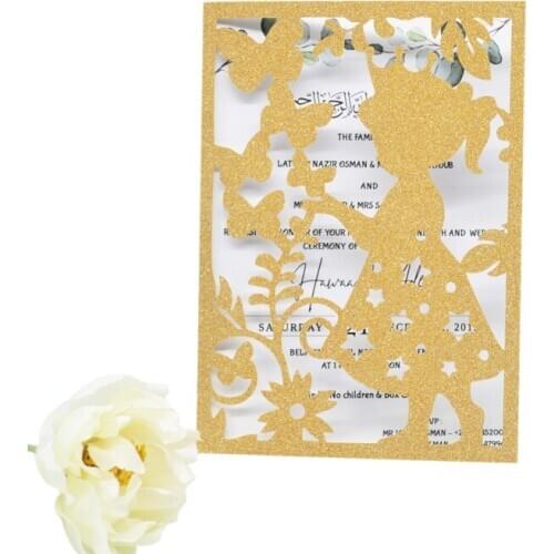 Holy Communion Laser Cut Glitter Gold Baby Shower Invitations for Girls Communion Centerpieces