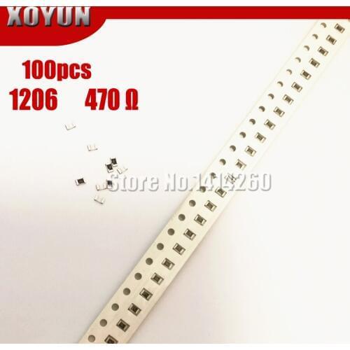 100PCS 1206 SMD Resistor 1% 470 ohm chip resistor 0.25W 1/4W 470R 471