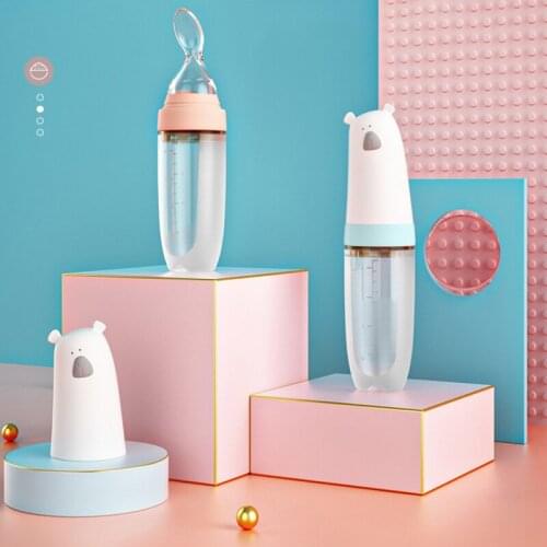 120ml Mini Baby Feeder Bottle Spoon With Cover For Infant Toddler Food Supplement Feeding Bottle Squeeze Feeder For Baby Kids