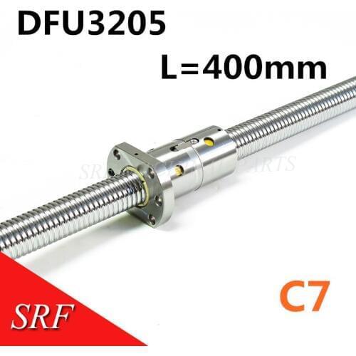 32mm Rolled Ballscrew RM3205 400mm C7 Ball Screw with DFU3205 Double ball nut no end machined for CNC parts