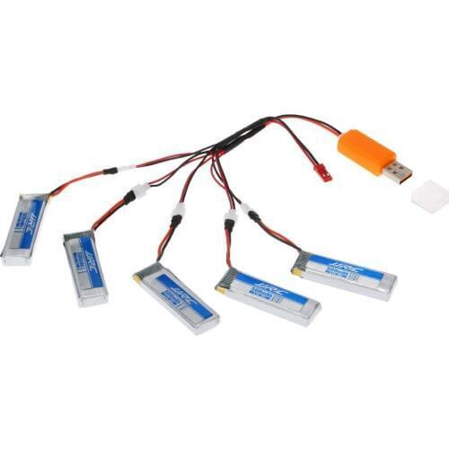 5Pcs JJRC H37-0002 Original 3.7V 500mAh 20C LiPo Battery and USB Charger Set for JJRC H37 E50 Selfie Drone RC Quadcopter
