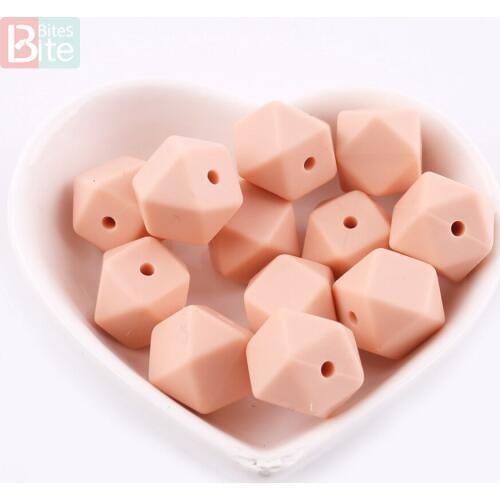 Bite Bites 5pc 14mm Colorful Hex Silicone Beads DIY Crafts Ecofriendly Food Grade Teether Hex Geometric Beads Silicone Teether