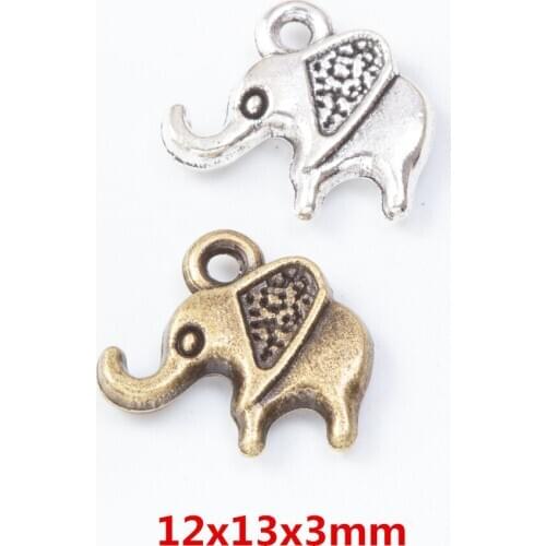 70 pieces of retro metal zinc alloy elephant pendant for DIY handmade jewelry necklace making 7506