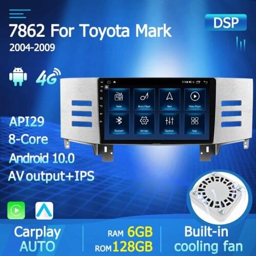 Android 10.0 For Toyota Reiz Mark X 2004-2009 Car Radio Multimedia Video Player GPS Navigation NO DVD 2 Din Octa-Core Stereo IPS