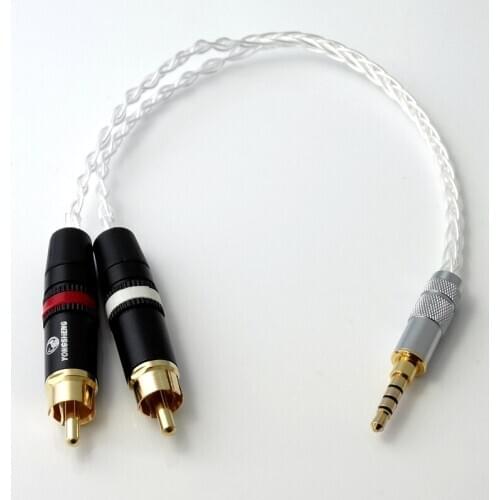 2.5mm TRRS/4.4mm Balanced Male 3.5mm Jack to RCA Plug Aux Cable 8x 1.0mm Silver Wire Headphone Amp
