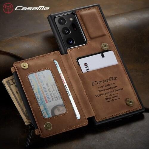Wallet Case For Samsung Galaxy Note 20 Ultra 5G Note 10 CaseMe Card Slot Zipper Leather Wallet for Galaxy Note 20 5G stand Cover