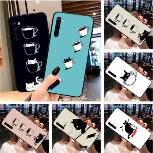 Coffee Cup And Cat Phone Case for Xiaomi Mi Note 10 Lite Mi 9T Pro xiaomi 10 10 CC9 Pro
