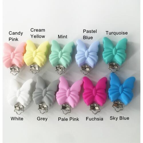 Chenkai 5pcs BPA Free Silicone Butterfly Baby Dummy Teether Pacifier Chain Clips DIY Baby Soother Nursing Toy Accessories