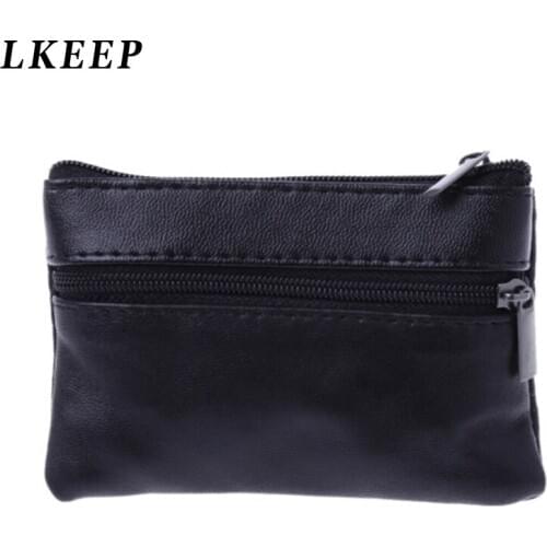 Black Leather Wallet Pouch Bag Women Coin Purses Key Holder Purse New Year Gift Fashion Mini Coin Wallets Womens