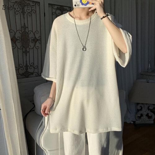 T-shirts Womens Large Size Leisure Comfortable Korean Style Fashion Neutral Basic Simple Streetwear All-match Solid Tops Summer