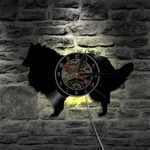 Collie Dog LED Silhouette Backlight Modern Light Aniaml Wall Clock Home Decor Wall Art Lamp Nightlight Gift For Dog Lover