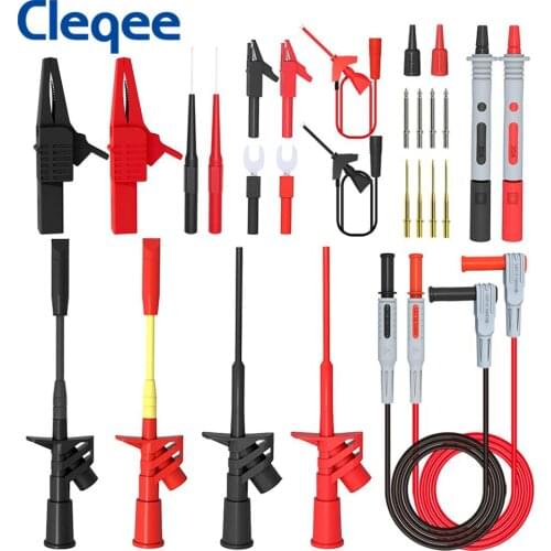 28PCS Multimeter Test Leads Kit Alligator Clips High Voltage Flexible Test Probes Insulation Piercing Test Clip Replaceable