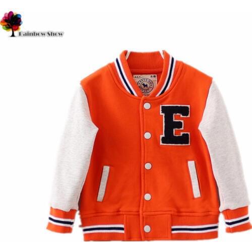 New Children Clothing Boys Autumn Spring Multicolor Knitted Terry Jacket E Letter Cotton Baseball Coat Kids Jacket