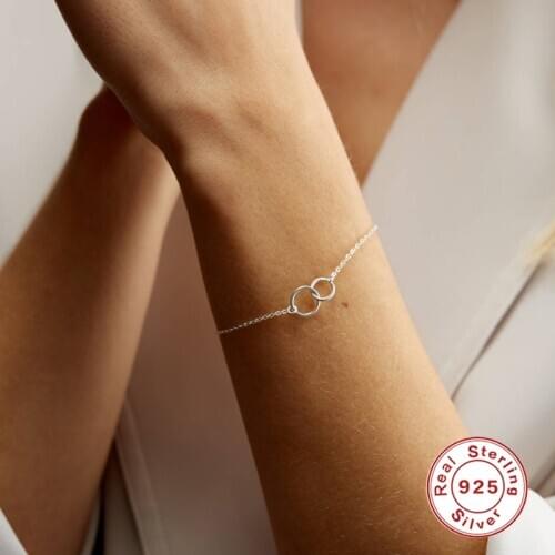Cute 925 Sterling Silver Charm Bracelet For Women Lovers' Wedding Engagement Fine Jewelry Minimalist Gift INS Infinity Bracelet