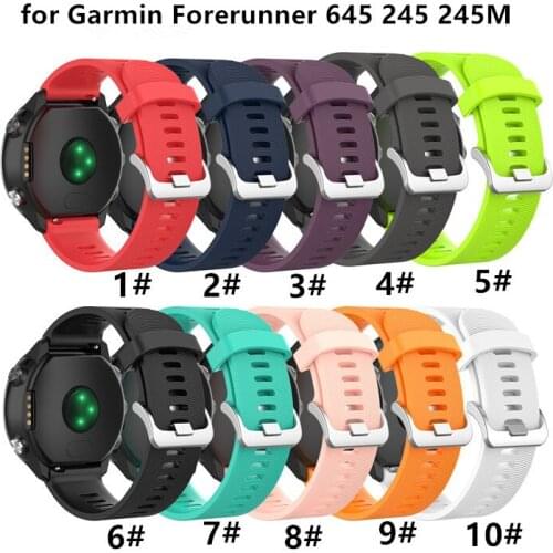 20MM Soft Silicone Replacement Strap Solid Color Breathable Watch Band Wristband For Garmin Forerunner 245 245M 645 Smart Watch