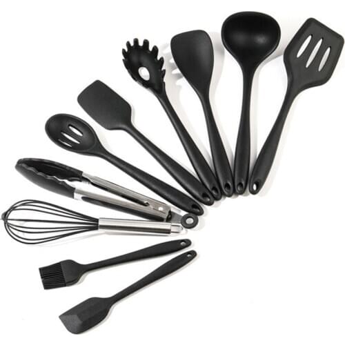 QDRR 10 Pcs Heat Resistant Silicone Cookware Set Nonstick Cooking Tools Kitchen Baking Tool Kit Utensils Kitchen Accessories