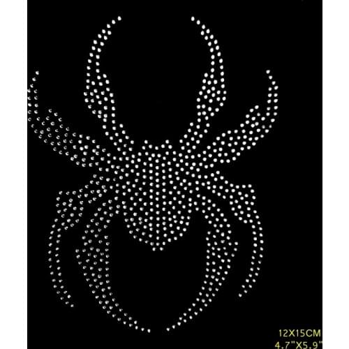 New 2PCS Free Shipping Spider Design strass hotfix rhinestones heat transfer design iron on Tank Diamante
