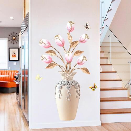 New 5D wall stickers Plant vase PVC removable waterproof DIY stickers TV backdrop decorative painting creative wallpaper