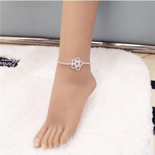 Rhinestone Anklet exquisite petal Pendant beach glittering feet Crystal Cute lady leg Chain Anklet Bohemian jewelry Bracele