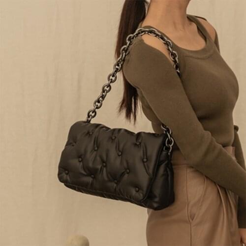 Solid Color Pu Leather Shoulder Messenger Bags For Women 2020 Designer Acrylic Chain Crossbody Bags Pillow Handbags Shopping Bag