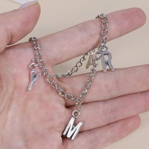 Punk 2021 Alphabet Charm Chain Bracelets for Women Coin Alloy Bangle Bracelets Fashion Bohemian Gift Wholesale Jewellery Sale