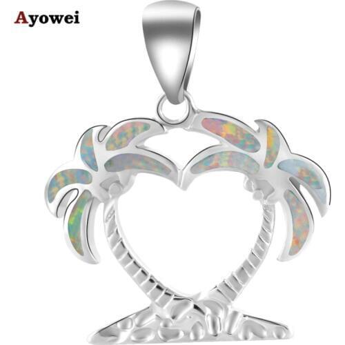 Floating charms delicate trees White Fire Opal stampSilver Nacklace Pendants Health Nickel Lead free Fashion jewelry OP532A