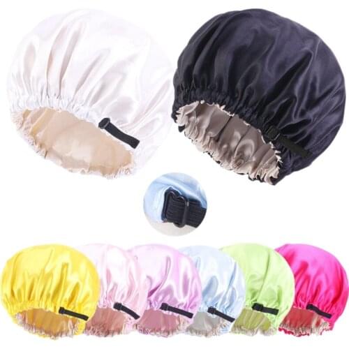 Headwrap Kids Satin Bonnet Elastic Band Hat Cute Girl Double Layer Adjustable Size Night Sleep Cap Child Beanie Hair Pure Color