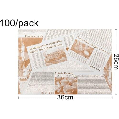 Free Shipping - Party Catering Supplies, Cheese French Fry Wax Take Out Deli News Print Kraft Paper Food Wrap, 100/Pack