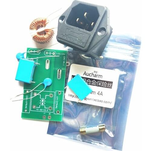 4A EMI filter power socket gold-plated copper and brass IEC silver alloy fuse