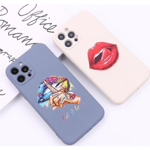 Mobile Phone Case Sexy Lips Silicone Soft Cover For iPhone 7 8 Plus X 11 12 Pro X XR XS Max Shockproof Phone Case
