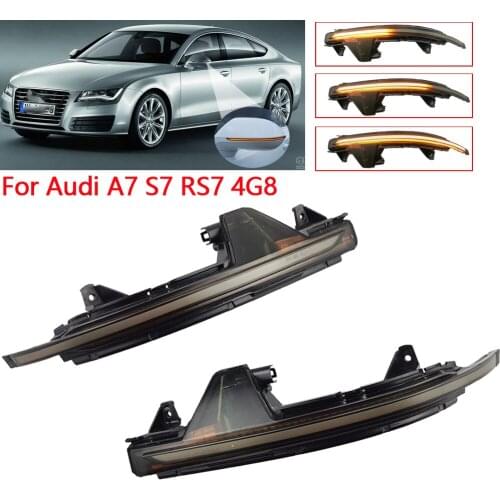 2Pcs For Audi A7 S7 RS7 2011-2017 LED Dynamic Turn Signal Light Side Wing Rearview Mirror Sequential Indicator Lamp Blinker