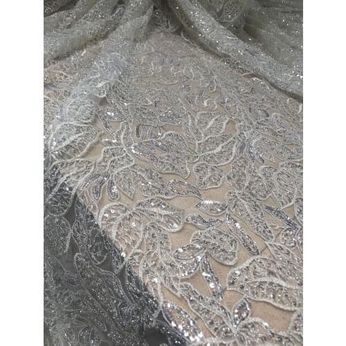 Top Quality embroidered French net Lace Fabric with sequins SYJ-328826 for party dress