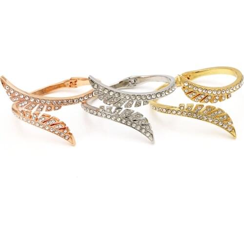 Yulaili Fashion Three Color Leaf Shape Rhinestone Bracelet Party Accessories for Women Rose Gold Bangle 3PCS Free Shipping