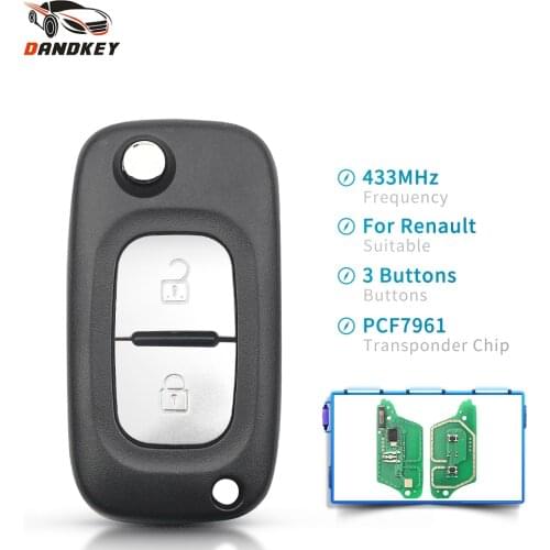 Dandkey 433MHZ PCF7961 Chip Remote Car Control Key Replacement For Renault Clio 3 Megane 3 Kangoo Modus Folding Flip Case Shell