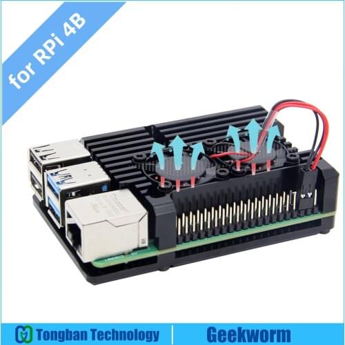 Raspberry Pi 4 Armor Heatsink Case with Dual Fan, Raspberry Pi 4B Aluminum Alloy Passive Cooling Case for Raspberry Pi 4 Model B